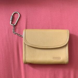 Vintage COACH Mustard Yellow Multifunction Purse Keychain Wallet